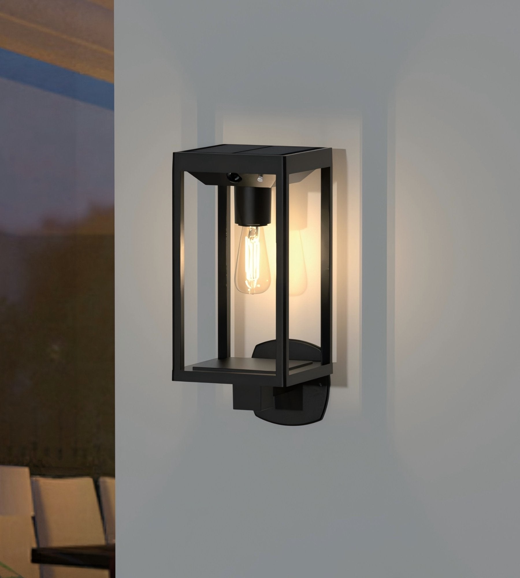 Applique murale extérieure solaire FAIRY, Noire, avec détecteur - Ampoule E27 incluse