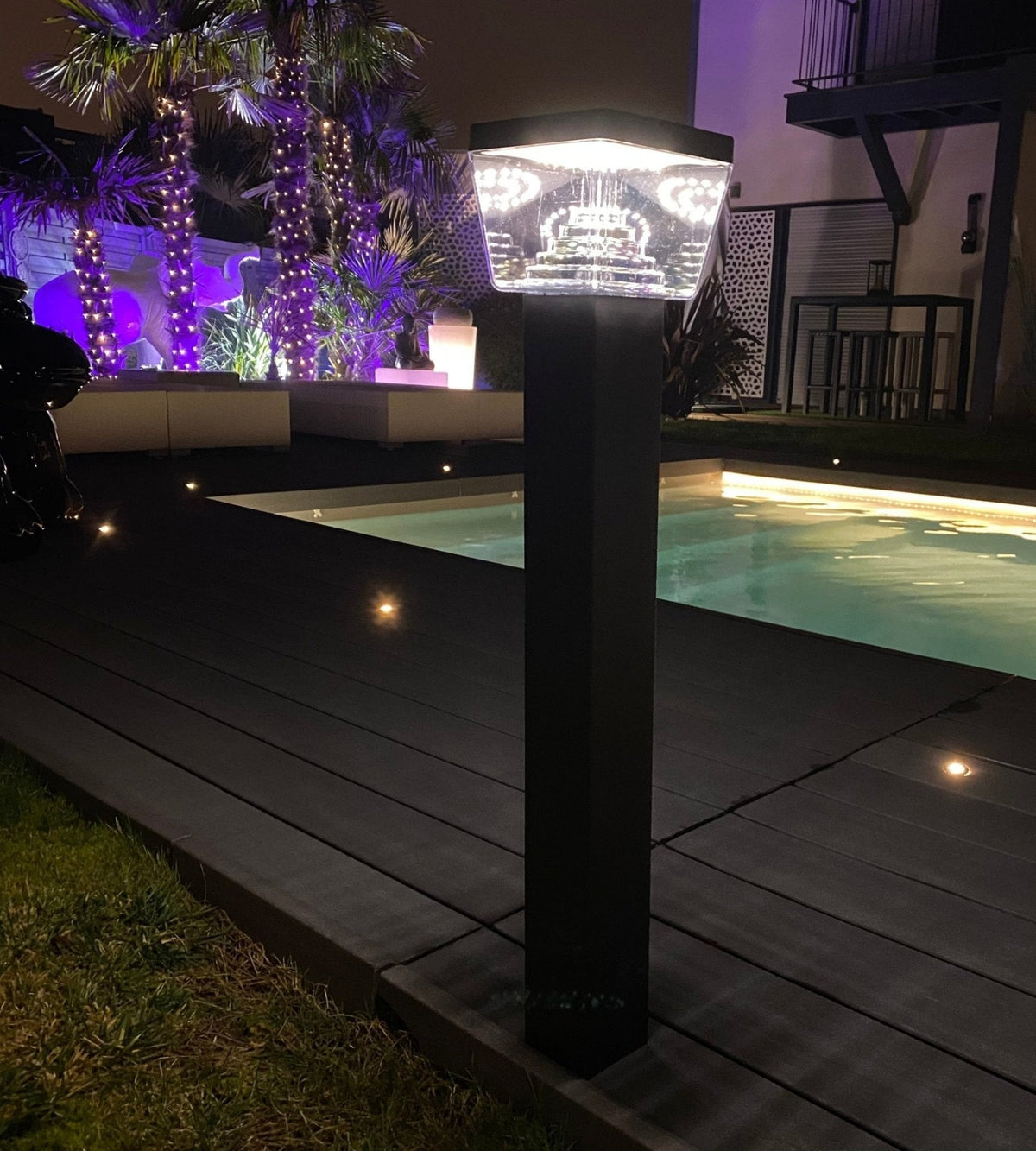 Baliza solar para exteriores LED LIBERTY negra 59 cm con sensor de movimiento - 3 modos de iluminación 100 a 1000 lúmenes
