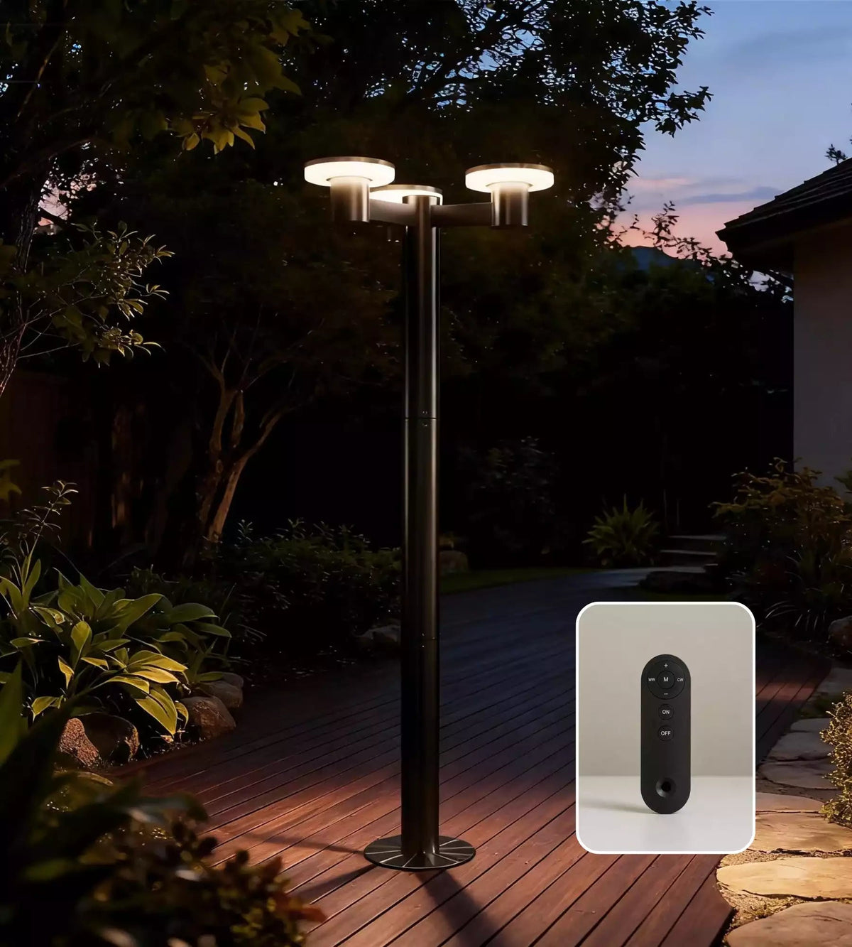 Lampadaire solaire LED ALTO 3000 130/200 cm Télécommandable - 300 à 3000 lumens - Lumihome