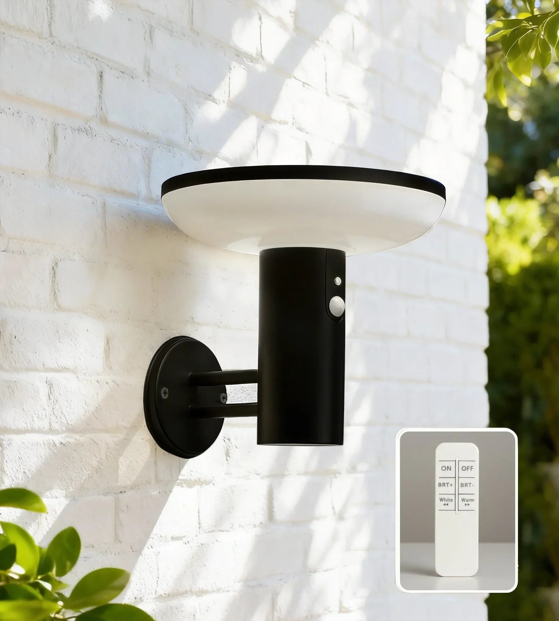 Applique murale extérieure LED solaire HALO+, Noire, avec détecteur
