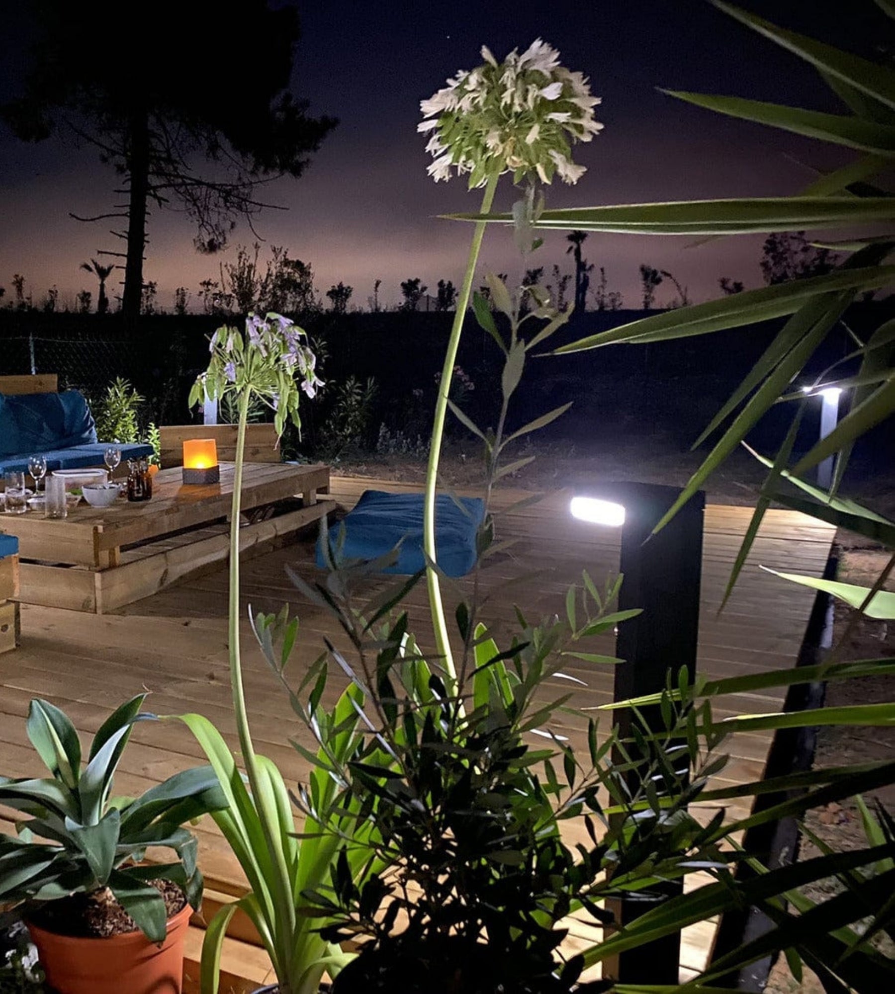 Borne extérieure LED solaire VENUS, Noire, 70cm, avec détecteur - 3 modes d'éclairage 100 à 1000 lumens