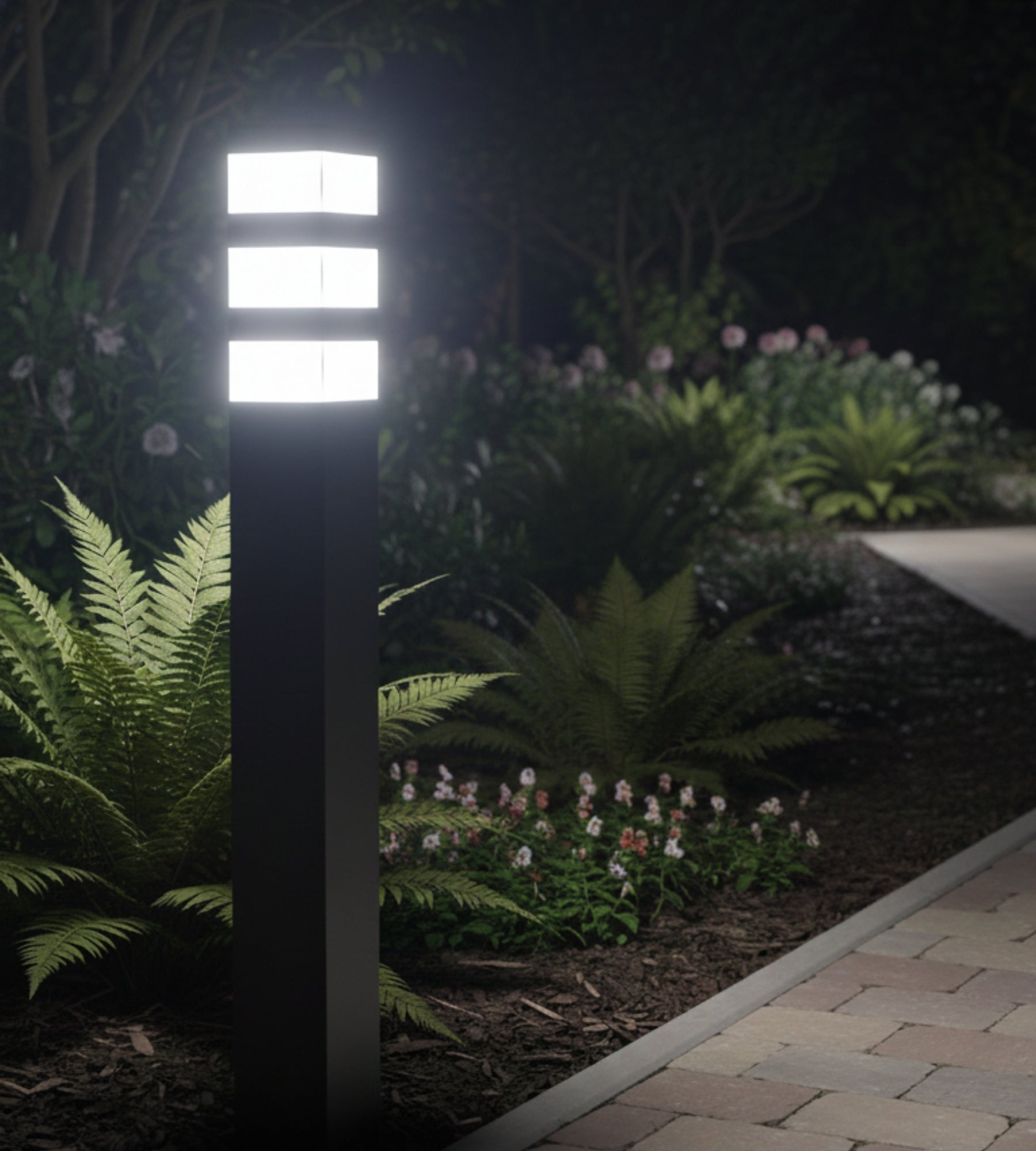 Borne Pyramide 1500 lumens - 48 Leds - 230V - Hauteur 80cm - Lumihome