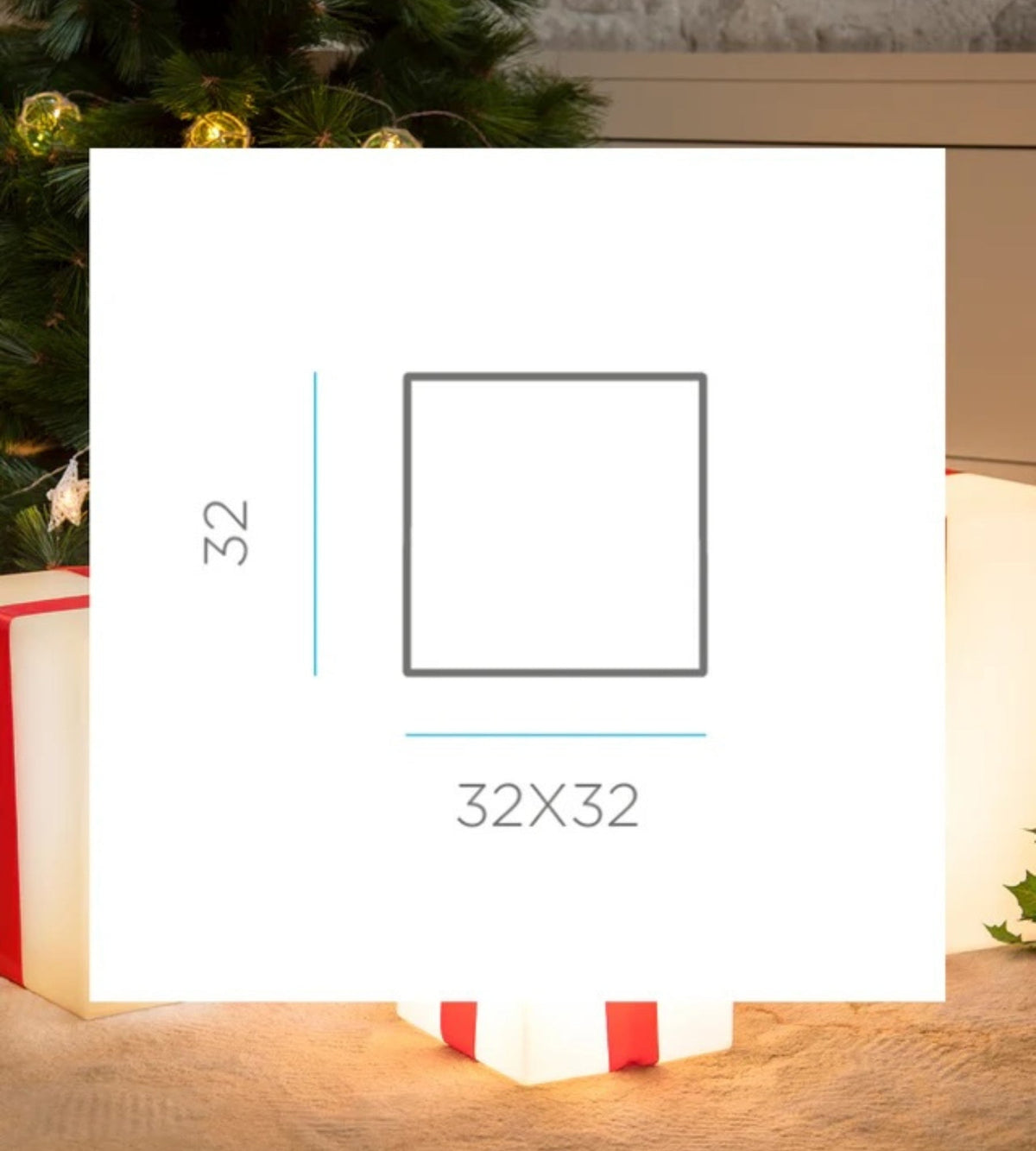 Cube lumineux format cadeau GIFTY - Ruban rouge - Idée cadeau Noël - Lumihome
