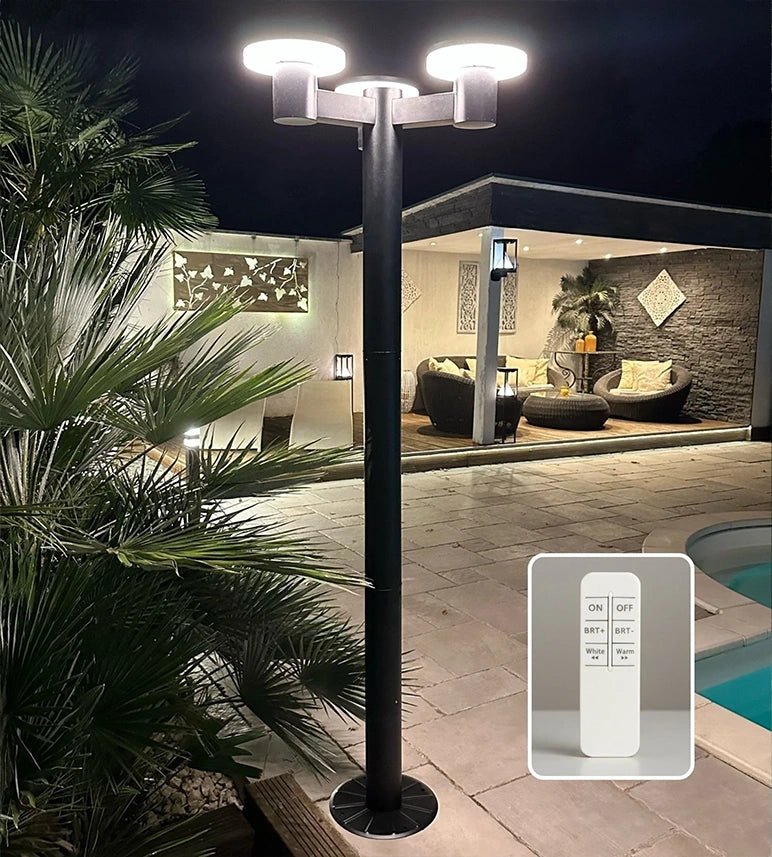 Lampadaire solaire Led ALTO 3000 - Hauteur 2m - Télécommandable - 300 à 3000 lumens - Lumihome