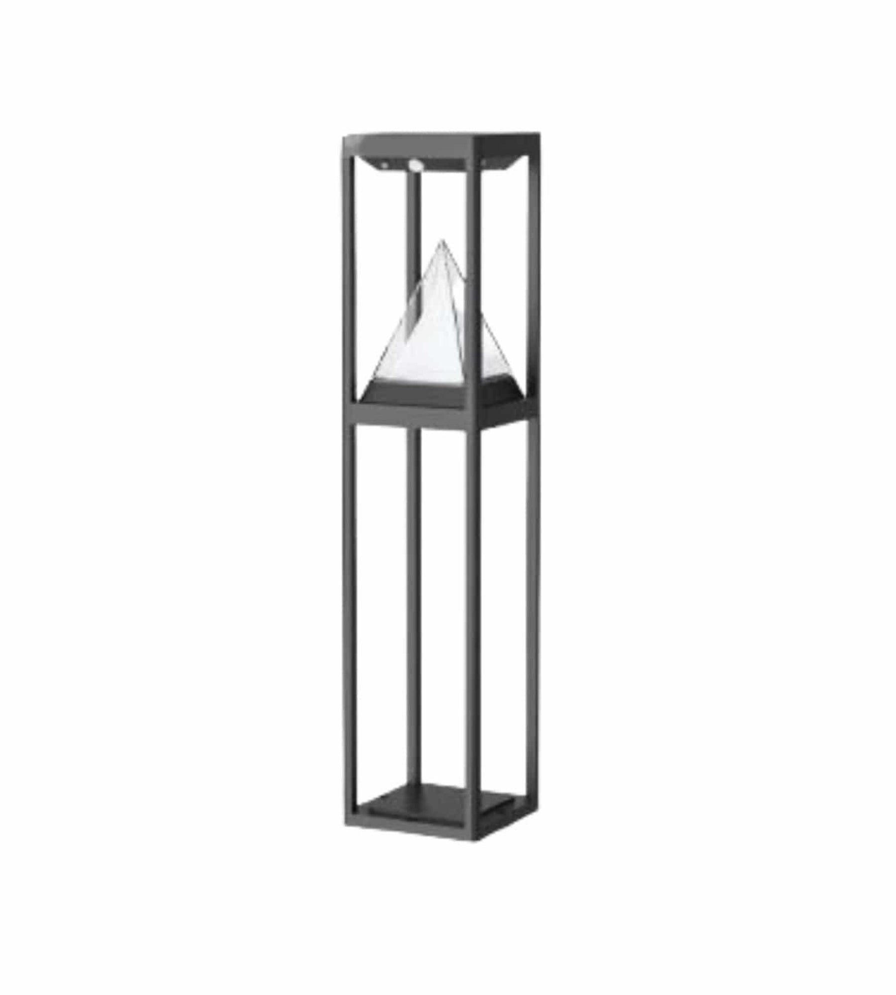 Lampe à poser LED solaire KEOPS, Noire, avec détecteur - 3 modes d'éclairages de 75 à 600 lumens