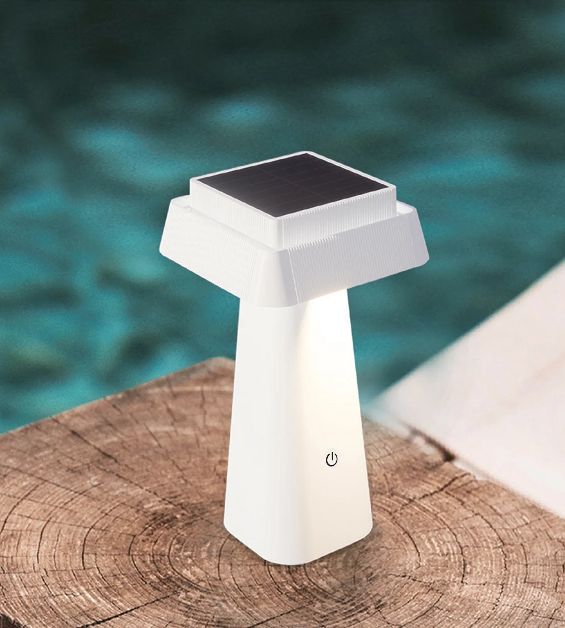 Lampe de table Led solaire blanche RITA - 3 modes d'éclairage 70 à 370 lumens - Tactile - Prise USB - Lumihome