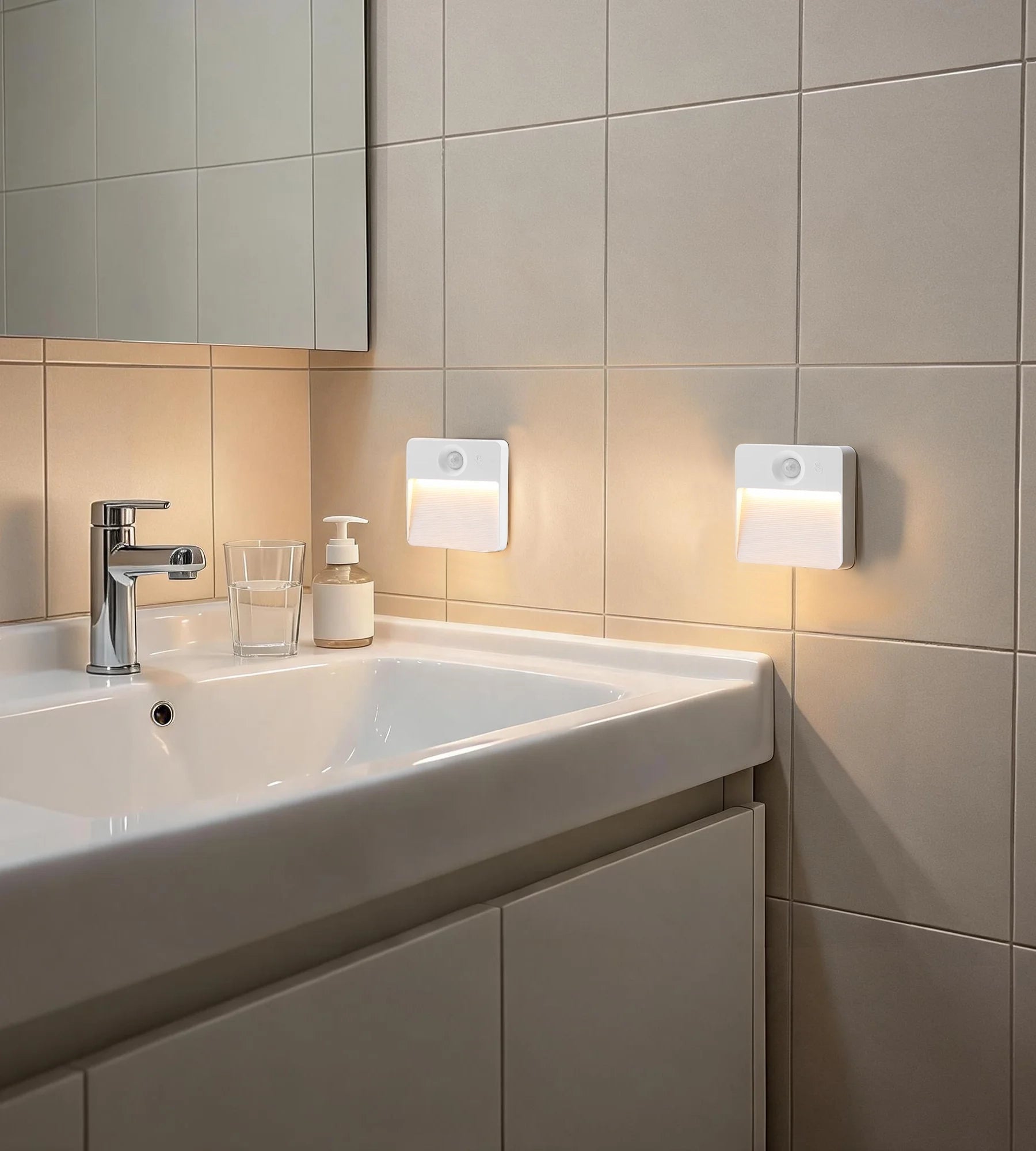 Pack x 2 Veilleuses Intérieures CUBA LED à Détection de Mouvement - Lumihome