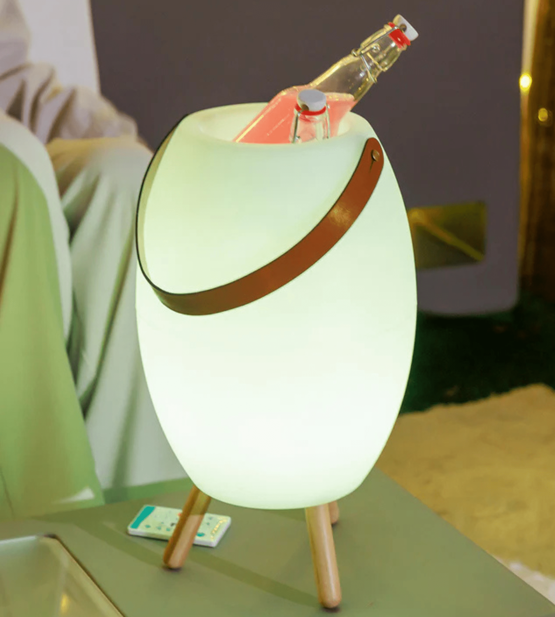 Seau à bouteille lumineux APOLO - Hauts-parleurs intégrés - Éclairage blanc et multicouleur réglable - Lumihome
